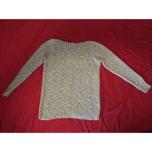 Unknown Long Sleeve Sweater Men's Cream Textured knit, Boat neck